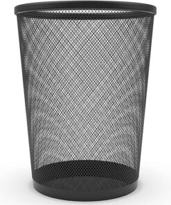 AVLASH ® Circular Mesh Waste Bin, Lightweight Waste Basket Garbage Can, Metal Trash Bin for Kitchens Home Offices Dorm Rooms Living Rooms Bedrooms (Black)