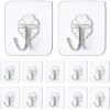 JelKen Self Adhesive Hooks,12 PCS Heavy Duty Door Wall Adhesive Hooks for Kitchen, Bathroom, Office, Closet, Hanging Coat Cloth Towel Key Decorations